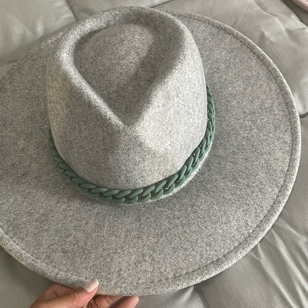 Grey and mint green vintage hat